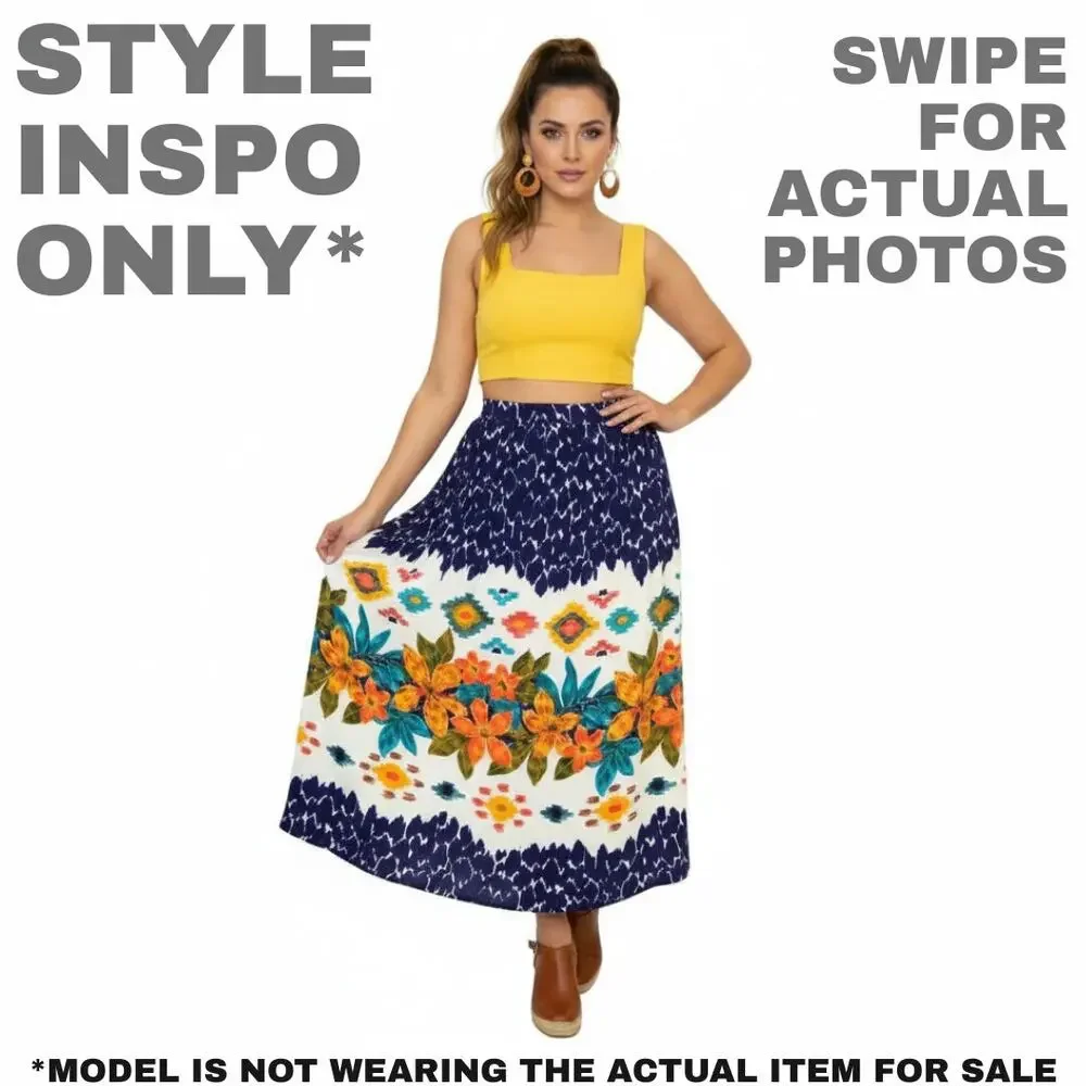 Russ 16 Blue Orange Floral Maxi Skirt [0233]